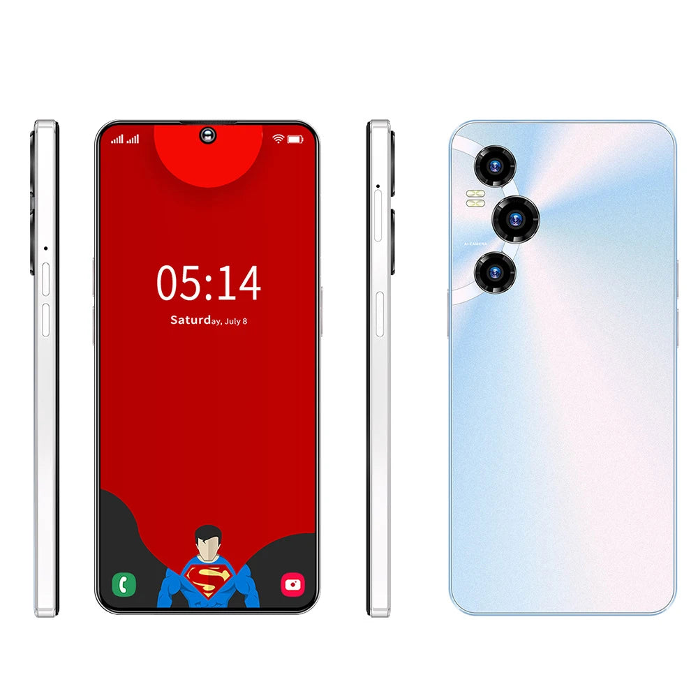 Smartphone 4G/5G com design inovador de 2026, desbloqueado, com tela nítida de 7,3 polegadas, 8GB de RAM + 256GB de armazenamento, Android 13, processador  octa-core e tecnologia GSM.