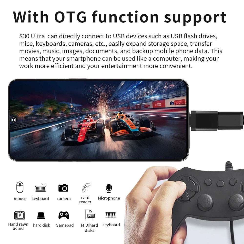 Smartphone 4G/5G com design inovador de 2026, desbloqueado, com tela nítida de 7,3 polegadas, 8GB de RAM + 256GB de armazenamento, Android 13, processador  octa-core e tecnologia GSM.