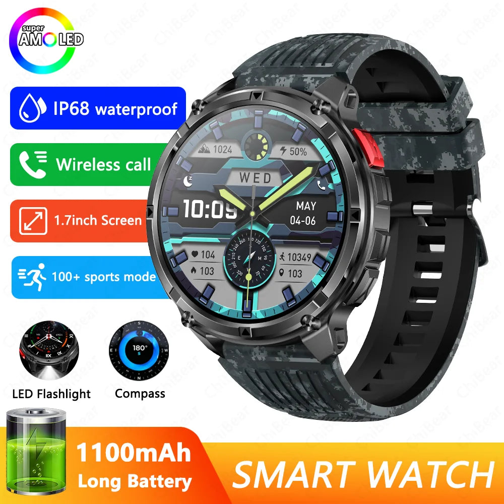 2026 novo T-Rex3 pro 1100mah bateria relógio inteligente gps caminho 5atm à prova dwaterproof água esportes run rastreador ao ar livre bússola militar smartwatch