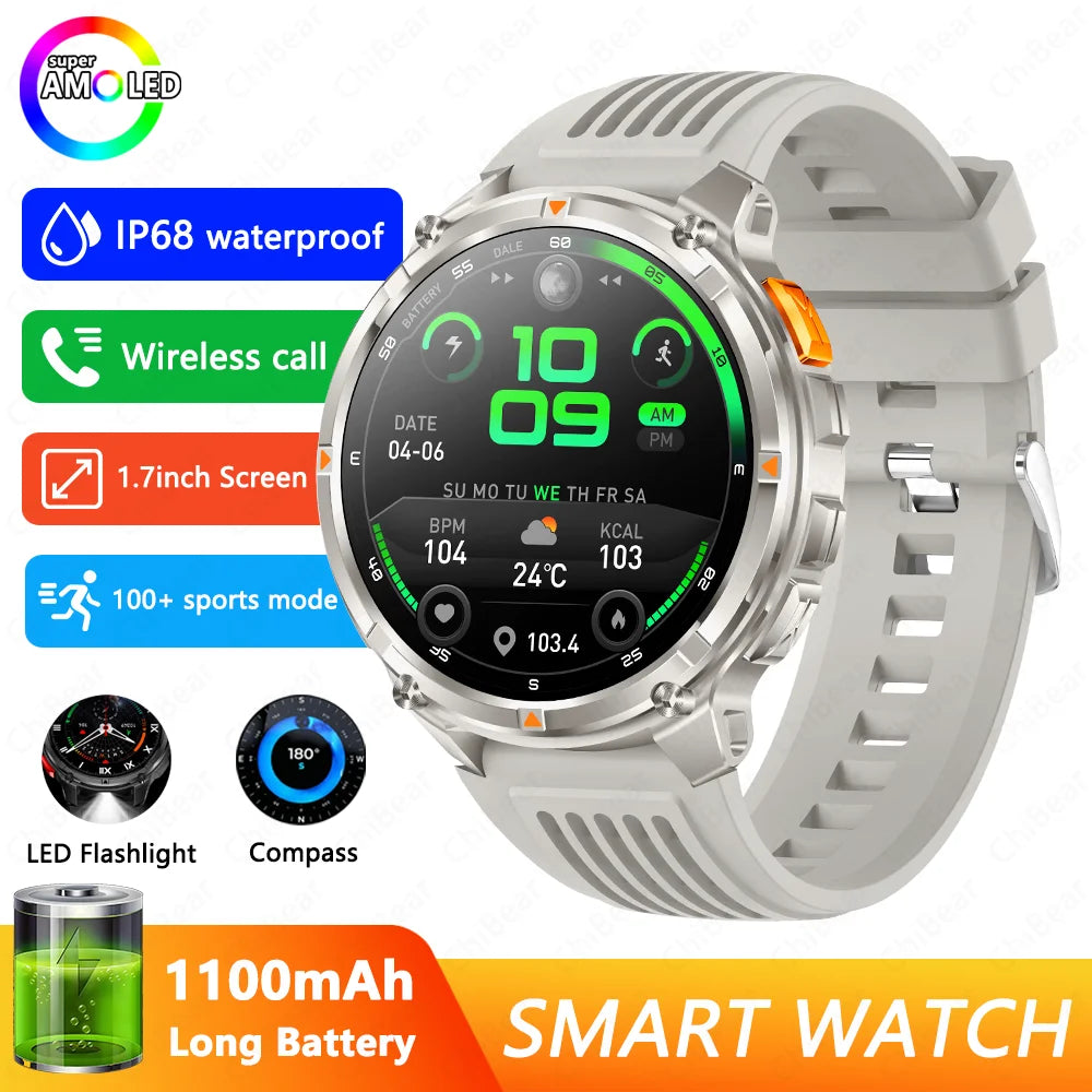 2026 novo T-Rex3 pro 1100mah bateria relógio inteligente gps caminho 5atm à prova dwaterproof água esportes run rastreador ao ar livre bússola militar smartwatch