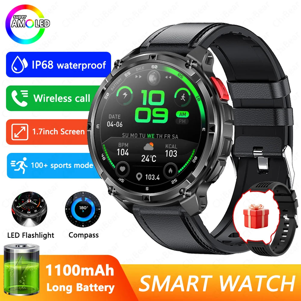 2026 novo T-Rex3 pro 1100mah bateria relógio inteligente gps caminho 5atm à prova dwaterproof água esportes run rastreador ao ar livre bússola militar smartwatch