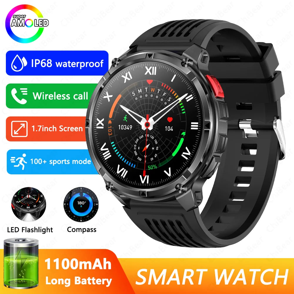 2026 novo T-Rex3 pro 1100mah bateria relógio inteligente gps caminho 5atm à prova dwaterproof água esportes run rastreador ao ar livre bússola militar smartwatch