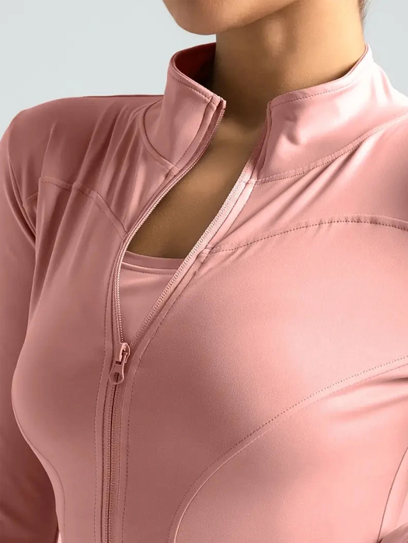 Jaqueta fitness, blusa justa de secagem rápida feminina, edição outono 2025, gola alta com proteção solar de manga comprida, pilates esportivos