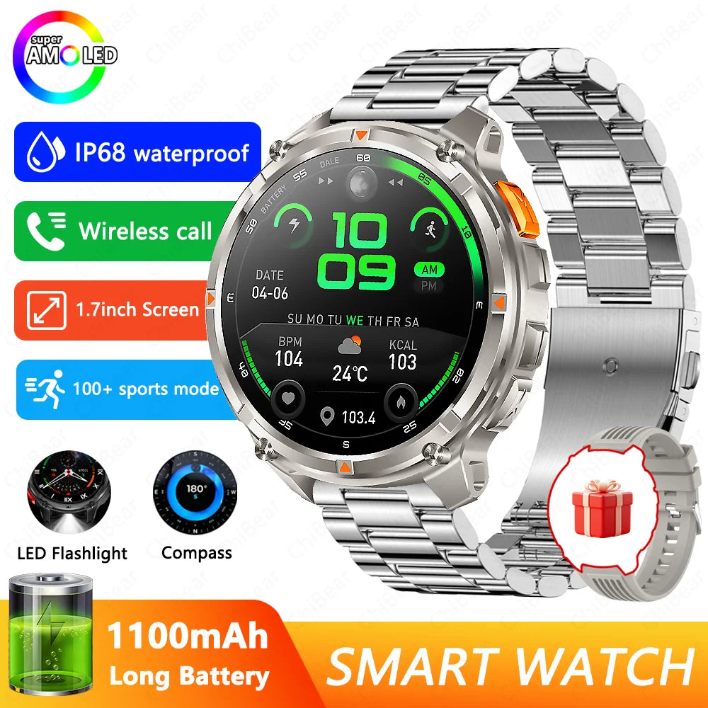 2026 novo T-Rex3 pro 1100mah bateria relógio inteligente gps caminho 5atm à prova dwaterproof água esportes run rastreador ao ar livre bússola militar smartwatch