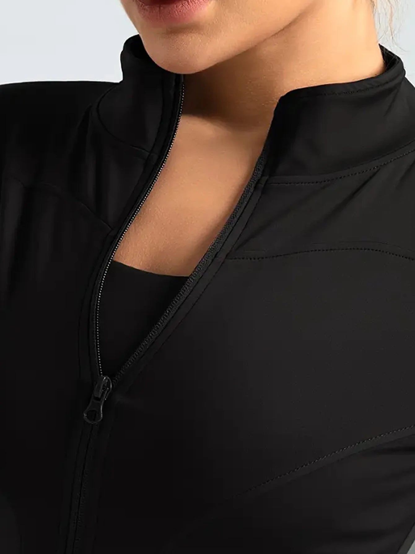 Jaqueta fitness, blusa justa de secagem rápida feminina, edição outono 2025, gola alta com proteção solar de manga comprida, pilates esportivos