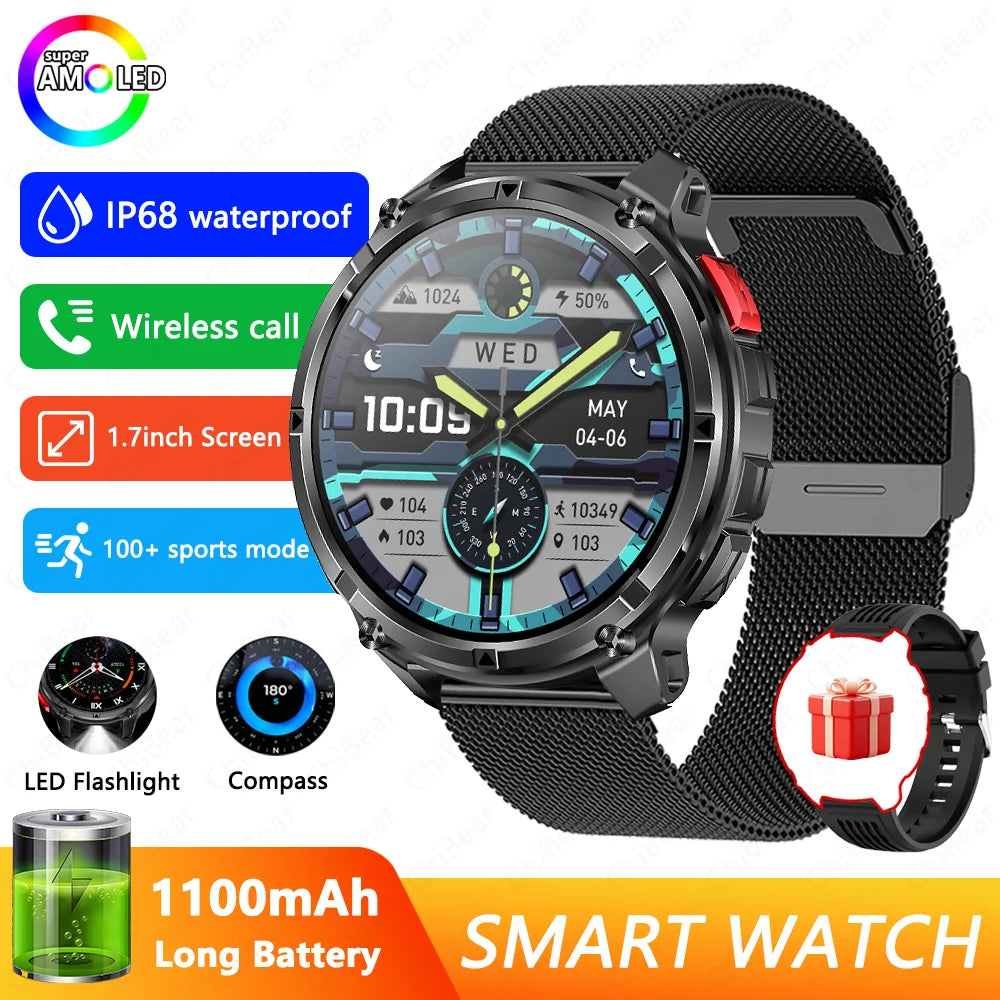 2026 novo T-Rex3 pro 1100mah bateria relógio inteligente gps caminho 5atm à prova dwaterproof água esportes run rastreador ao ar livre bússola militar smartwatch
