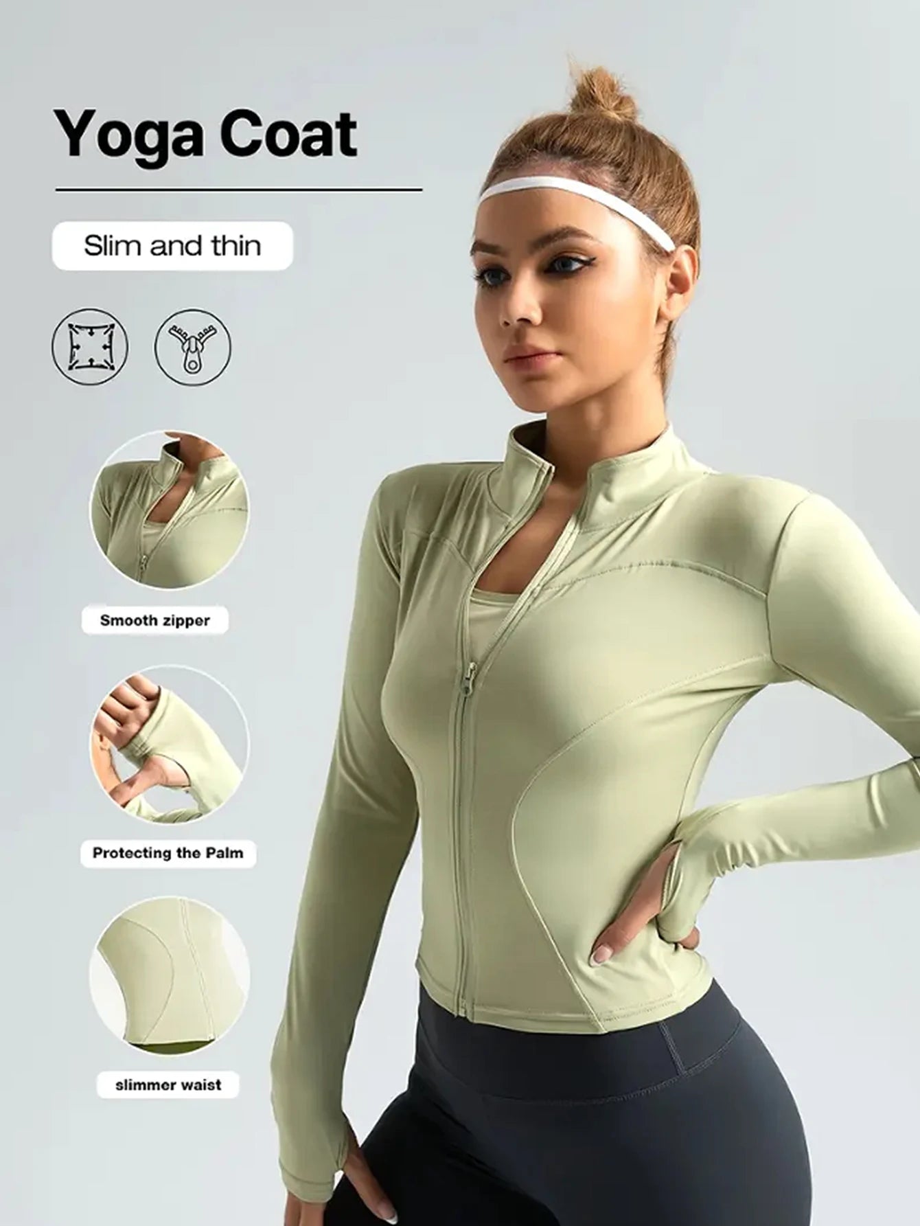 Jaqueta fitness, blusa justa de secagem rápida feminina, edição outono 2025, gola alta com proteção solar de manga comprida, pilates esportivos