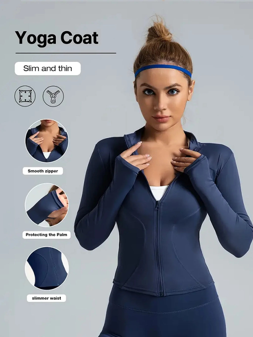 Jaqueta fitness, blusa justa de secagem rápida feminina, edição outono 2025, gola alta com proteção solar de manga comprida, pilates esportivos