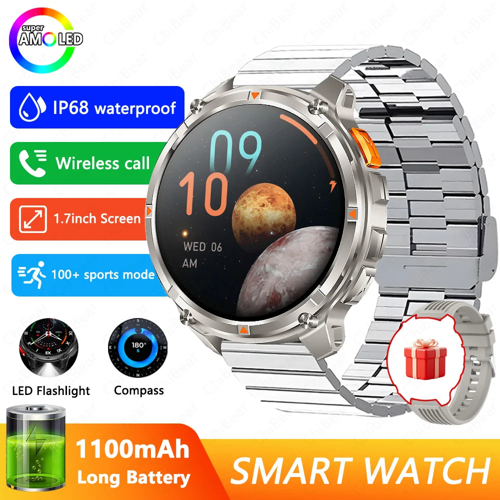 2026 novo T-Rex3 pro 1100mah bateria relógio inteligente gps caminho 5atm à prova dwaterproof água esportes run rastreador ao ar livre bússola militar smartwatch