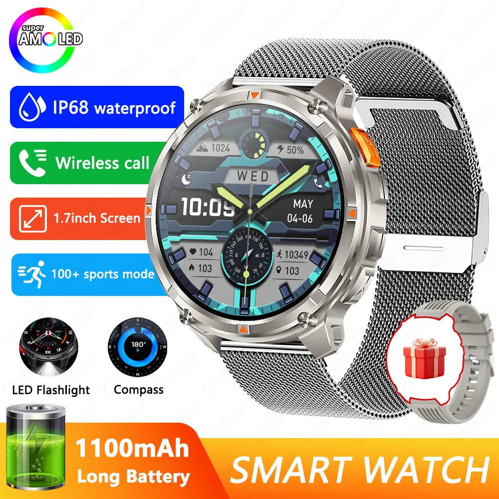 2026 novo T-Rex3 pro 1100mah bateria relógio inteligente gps caminho 5atm à prova dwaterproof água esportes run rastreador ao ar livre bússola militar smartwatch