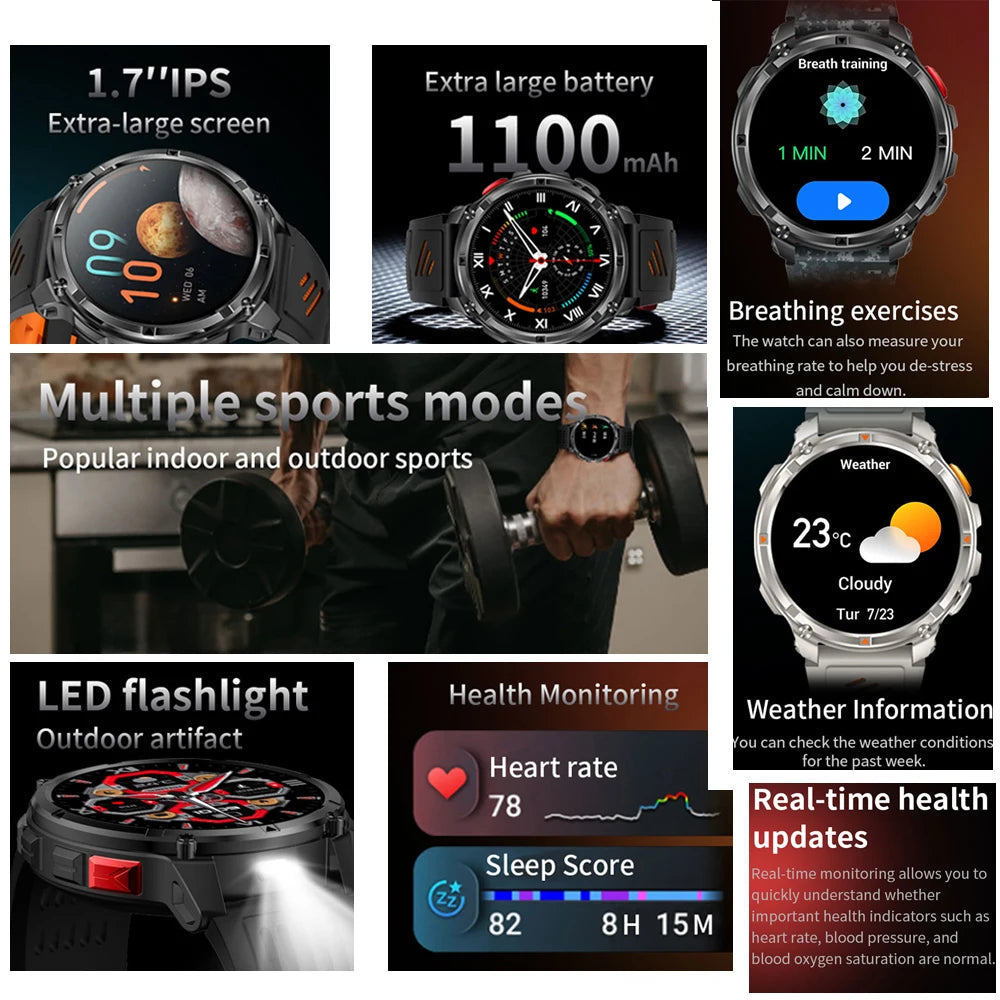 2026 novo T-Rex3 pro 1100mah bateria relógio inteligente gps caminho 5atm à prova dwaterproof água esportes run rastreador ao ar livre bússola militar smartwatch