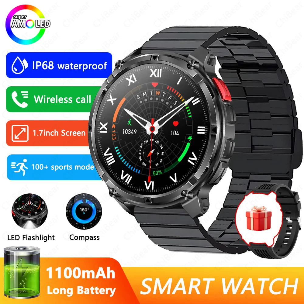2026 novo T-Rex3 pro 1100mah bateria relógio inteligente gps caminho 5atm à prova dwaterproof água esportes run rastreador ao ar livre bússola militar smartwatch