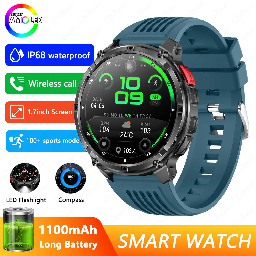 2026 novo T-Rex3 pro 1100mah bateria relógio inteligente gps caminho 5atm à prova dwaterproof água esportes run rastreador ao ar livre bússola militar smartwatch