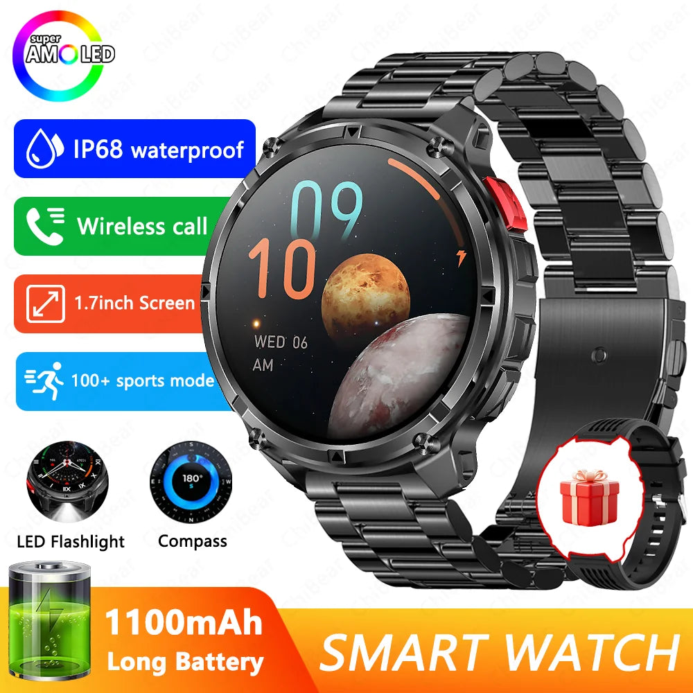 2026 novo T-Rex3 pro 1100mah bateria relógio inteligente gps caminho 5atm à prova dwaterproof água esportes run rastreador ao ar livre bússola militar smartwatch